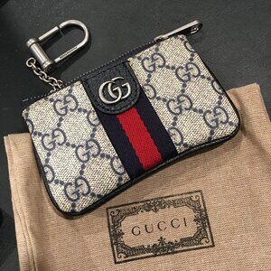 GUCCI OPHIDIA GG KEY CASE BLUE